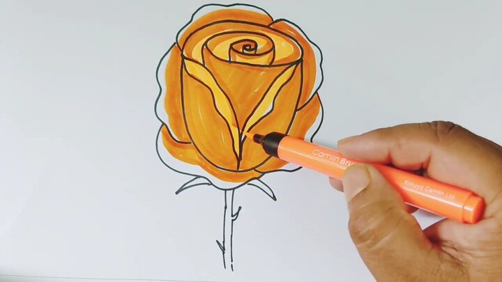 How To Draw A Rose Flower From U   U  দিয়ে গোলাপ ফুল আকাঁ  ছবি আঁকা  গোলাপ ফুল আ