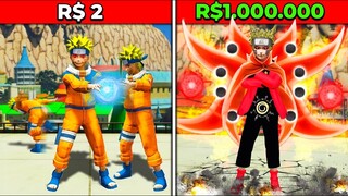 NARUTO DE R$1 REAL VS R$1.000.000!! (gta 5)