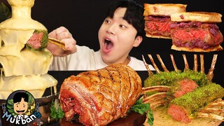 ASMR MUKBANG 치즈 퐁듀 & 삼겹살 & 스테이크 CHEESE FONDUE & PORK BELLY & STEAK EATING SOUND!