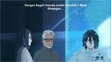 Mata rinnegan Sasuke di sembuhkan Orochimaru dan Amado, serta memperkuat Sasuke tangan buatan mereka