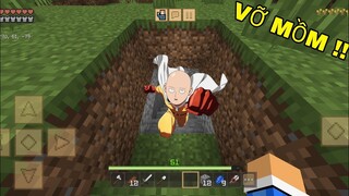 Mình Đã Thử Thách 1 Ngày Trở Thành Saitama | Đấm 1 Phat Bay Ngọn Núi | TRONG MINECRAFT PE..!!