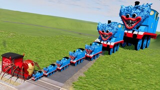 Big & Small Huggy Wuggy the Tank Engine vs Choo-Choo Iron Man Train | BeamNG.Drive