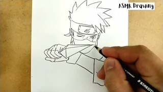 ASMR DRAWING kakashi , naruto manga from japan / how to draw kakashi