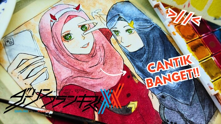 CANTIK BANGET UKHTI!! >//< Drawing ZERO TWO & ICHIGO - Darling in the Franxx // #FAMTHR