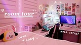 room tour 2022: cute & cozy, aesthetic desk setup, pinterest inspired, manga collection