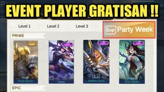 PLAYER GRATISAN MASUK ! EVENT M3 PARTY WEEK RILIS HARI INI, ADA SKIN PRIME ROGER DAN EPIK FANNY !!