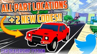 ALL BARN PART HUNT LOCATIONS + 2 NEW CODES - CAR DEALERSHIP TYCOON! | Car Dealership Tycoon | Roblox