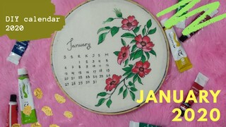 acrylic painting || Unique calendar, DIY January 2020