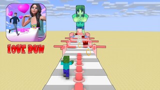 Monster School : LOVE RUN CHALLENGE - Minecraft Animation