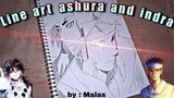 Line art Ashura And Indra (Naruto shippuden) by : Orng malas 😁