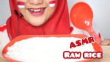 ASMR RAW RICE EATING || RAW RICE || MAKAN BERAS MENTAH || MENYAMBUT HUT RI 🇲🇨 || MUKBANG INDONESIA
