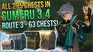 Genshin Impact 3.4 Complete Chest Guide! 295 Chests! Desert of Hadramaveth! | ROUTE 3 - 63 CHESTS!