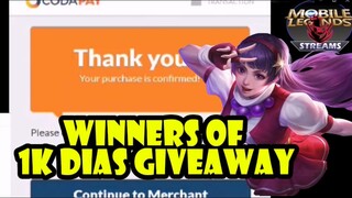 WINNERS OF 1,110 DIAS GIVEAWAY | SALAMAT SA SUPPORT MGA KA STREAM