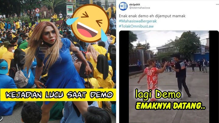 kejadian lucu saat d3m0 ada waria ikut orasi sampai anak stm dan ada yang disuruh emaknya pulang