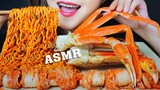 ASMR CURRY SAMYANG FIRE NOODLES WITH SNOW CRAB AND KIMCHI EATING SOUNDS | LINH-ASMR 먹방