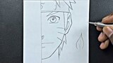 Easy anime sketch | how to draw naruto half face step-by-step