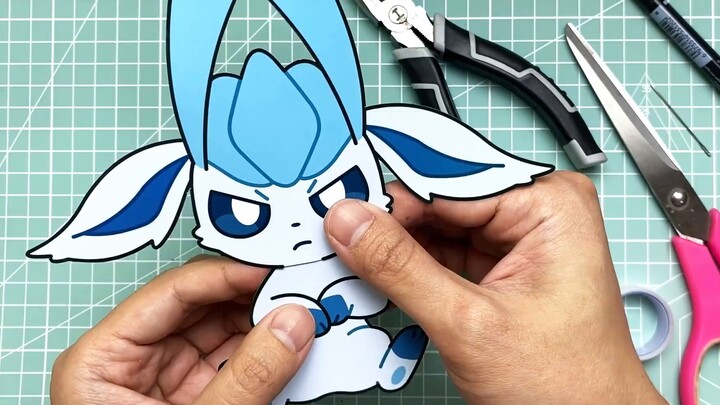 [Paper Puppet Tutorial] Tutorial on how to make Ice Eevee wag its tail. It’s very simple to make.