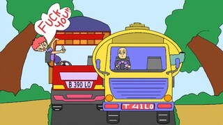 mobil truk cabe oleng vs mobil sedot WC - funny video - funny cartoon | kartun mobil lucu