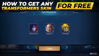 HOW TO GET ANY TRANSFORMERS SKIN FOR FREE | MLBB X TRANSFORMERS EVENT | MLBB Optimus Prime Skin