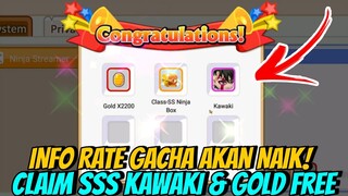 Info Rate Gacha akan Naik 100% Valid & Claim Hadiah SSS Kawaki + Gold 2000 - Ninja Heroes New Era