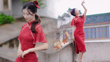 ใส่ชุดกี่เพ้าแดงเต้นเพลง Yanzhi กับบรรยากาศเมืองโบราณเจียงหนาน