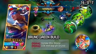 GREEN BUILD BRUNO (irithel one shot!!) | BRUNO BEST BUILD AND EMBLEM MLBB - Master Bodak