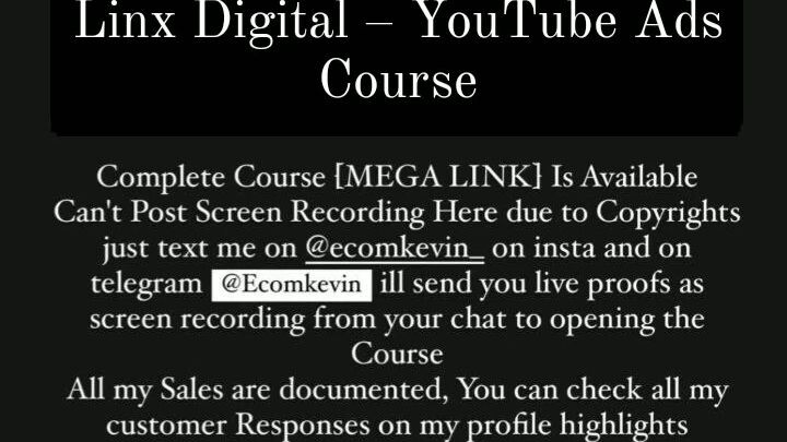 LINUX DIGITAL - YOUTUBE ADS course is available at low cost intrested persons DM me yes on telegram