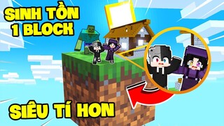 Ruby Và Siro Thử Thách 24h Sinh Tồn " 1 BLOCK SIÊU TÍ HON " Trong Minecraft !