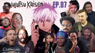 GOJO'S FACE REVEAL & DOMAIN EXPANSION | JUJUTSU KAISEN EPISODE 07 ULTIMATE REACTION COMPILATION