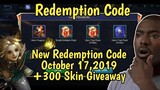 Redemption Code in Mobile Legends | October 17,2019 + 300 Skin Giveaway