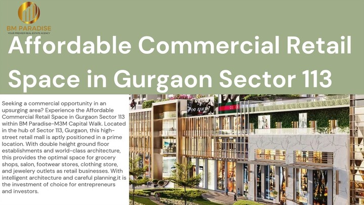 Affordable Commercial Retail Space in Gurgaon Sector 113