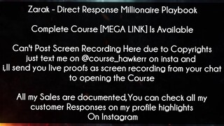 Zarak Course Direct Response Millionaire Playbook download