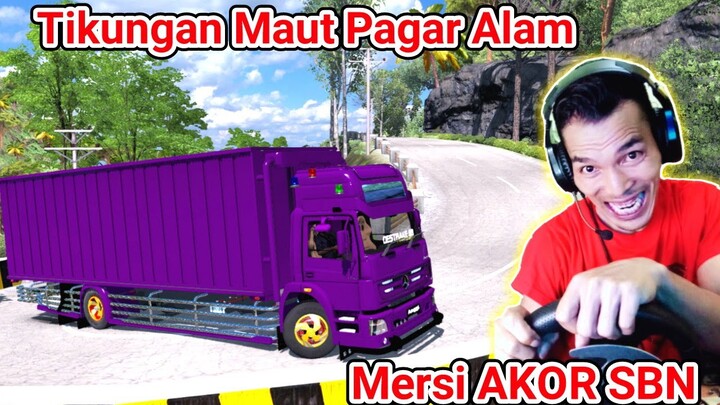 Truk Box Mersi Akor 4x2 SBN Kesulitan Nanjak Di Tikungan Maut Pagar Alam-ETS2