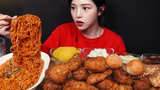 SUB) !🍗 Honey Combo Chicken & Spicy Fire Noodles Mukbang Asmr