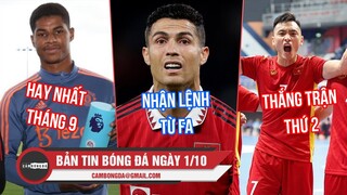 Bản tin sáng 1/10 | M.U hay nhất tháng 9; Ronaldo nhận lệnh từ FA; Futsal Vệt Nam thắng trận thứ 2