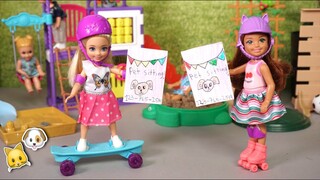 Barbie Chelsea Doll Babysits Funny Pets - Learn About Caring for Animals