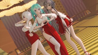 【原生4K|布料解算|洛天依|初音MIKU|弱音HAKU】国庆节不来三只巫女小姐姐吗