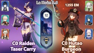 C0 Raiden Taser Carry & C0 Hutao Burgeon | La Hoàn Thâm Cảnh Tầng 12 | Genshin Impact 3.6