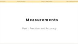 Measurements: Precision and Accuracy