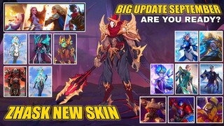 ZHASK BEST Upcoming skin - BIG UPDATE SEPTEMBER & AAMON UPDATE | Mobile Legends #WhatsNEXT Ep.102