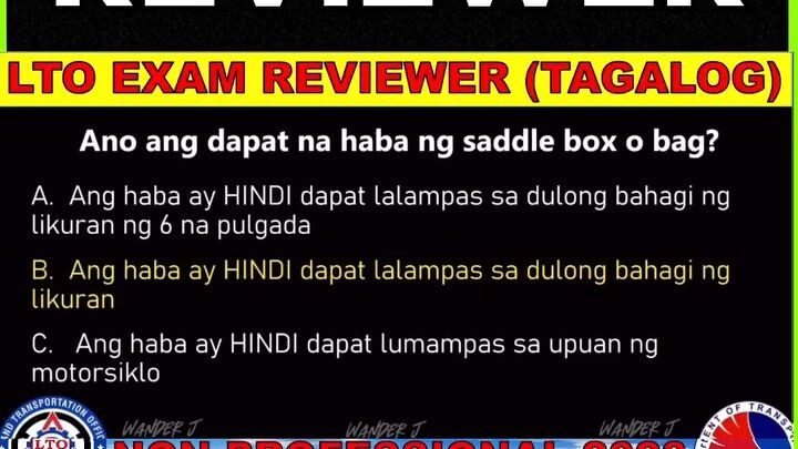 2024 LTO EXAM REVIEWERS  (Tagalog) part2