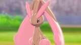 Long-eared rabbit, graceful bunny girl, likes to take care of sensitive ears, badge flash