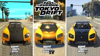 Mazda RX-7 Veilside (Tokyo Drift) GTA SA vs GTA4 vs GTA5