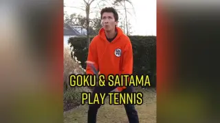 Goku and Saitama play Tennis anime goku saitama dragonball onepunchman manga fy