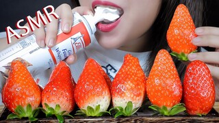 ASMR GIANT KOREAN STRAWBERRIES WITH WHIPPED CREAM EATING SOUNDS | LINH-ASMR #linhasmr