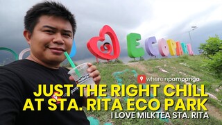 Enjoying a refreshing milk tea at Eco Park Sta. Rita