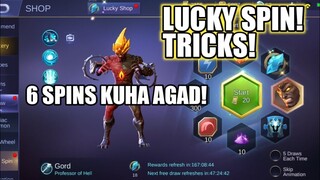 LUCKY SPIN TRICKS GORD SKIN 6 SPINS LANG KUHA NA! MOBILE LEGENDS