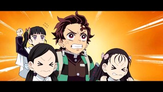 tanjiro saving the 3 girls from a hentai hashira