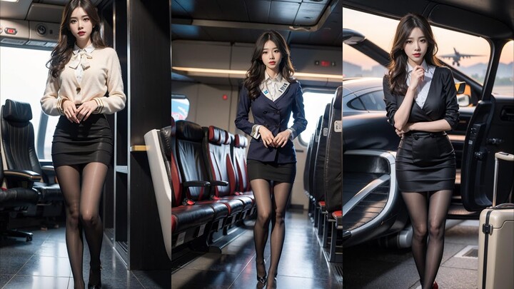 [4K] flight attendant uniform lookbook  | AI Girls #aiart  #lookbook  #beauty