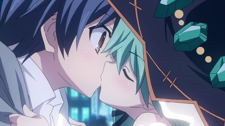 The reaction of kissing the male protagonist and the girls in front of the harem~